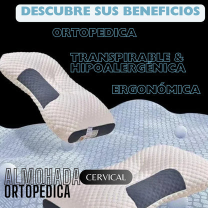 Almohada cervical de soporte ortopédico, antibacteriana 3D